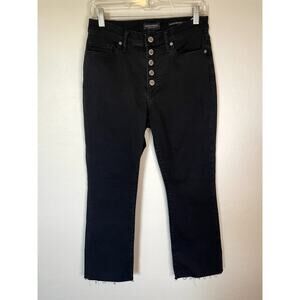 Banana Republic Women's Jeans Black Wash Mid Rise Crop Flare Raw Hem Size 28